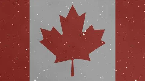 Canada Flag with Maple Leaf and Snow Texture for Canadian Labour Day Holida.. Stock Illustration