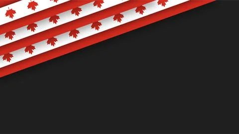 Canada flag maple leaf diagonal stripes on black background for Canadian La.. Stock Illustration