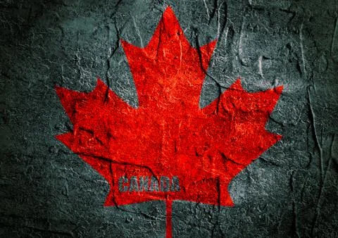 Canada flag maple leaf on grunge backdrop 库存插图