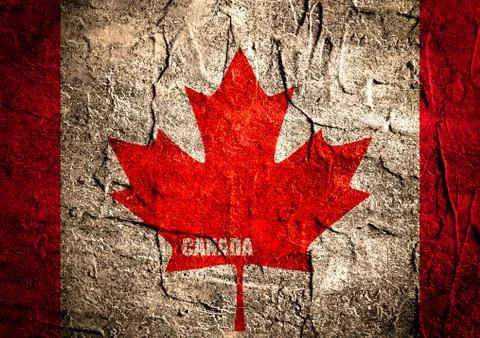 Canada flag maple leaf on grunge backdrop Stock Illustration