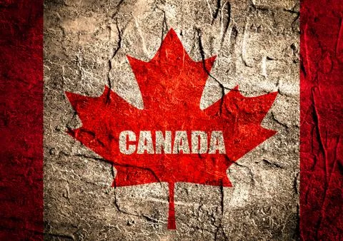 Canada flag maple leaf on grunge backdrop Stock Illustration