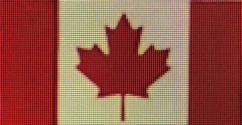 Canada flag pixelated on digital screen display Stock Illustration