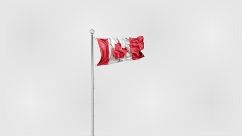 Canada   Flag Pole  Animation Include Alpha 3D Rendering Stock-Footage 283131838