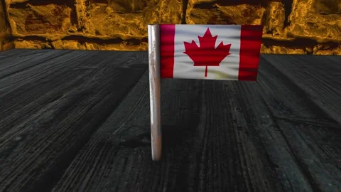 Canada Flag Post - Orbiting Shot Video stock 270718507