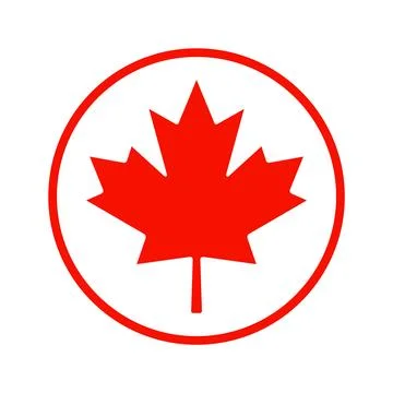 Canada Flag Red Maple Leaf Round Icon Vector Stock Illustration