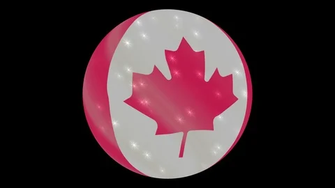 Canada flag in a round ball rotates. Flicker and shine. Animation loop Stock Footage 110406334