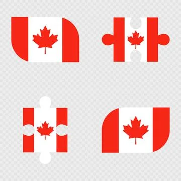 Canada Flag Rounded Shapes and Puzzle Set. Stock Illustration