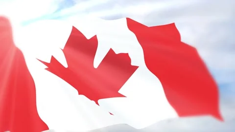 Canada Flag Seamless Loop 4k 60fps on Sky Background Stock Footage 340623885