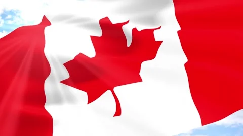Canada Flag Seamless Loop 4k 60fps on Sky Background Stock Footage 341557256