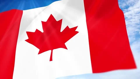 Canada Flag Seamless Loop 4k 60fps on Sky Background Stock Footage 341671594