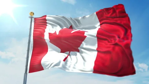 Canada flag seamless looping 3D rendering video Stock Footage 97457357