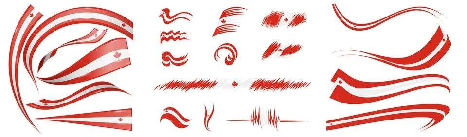 Canada flag set elements, vector illustration on a white background Ilustração Stock