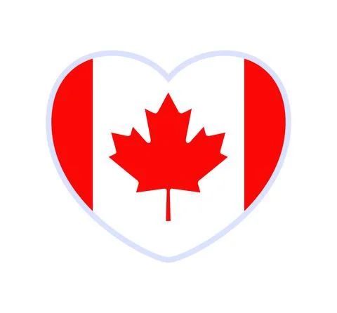 Canada flag in a shape of heart. Icon flat heart symbol of love on the backgr Stock Illustration