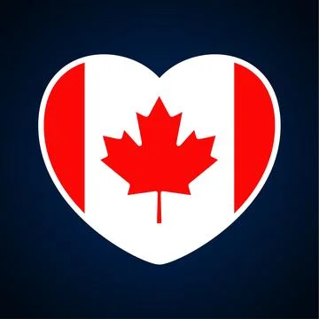 Canada flag in a shape of heart. Icon flat heart symbol of love on the backgr Stock Illustration