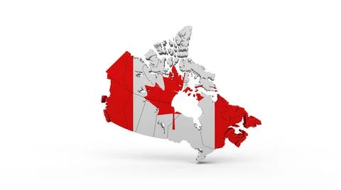 Canada flag shaped country map on white background Stock Illustration