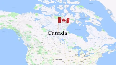 Canada flag showing on world map with 3d rendering Stock Footage 274003102