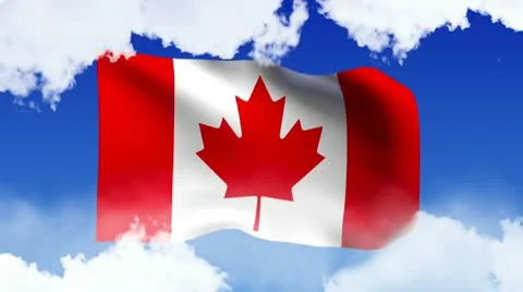 CANADA flag on sky Video stock 10765573