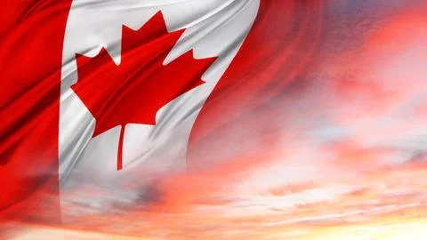 Canada flag in sky Stock Photos