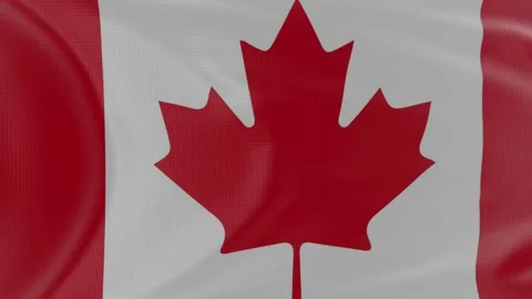 Canada flag in slow motion animation waving in the wind realistic Stock Footage 142986811