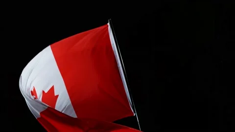 Canada Flag in Super Slow Motion blowing in the wind. Stock Footage