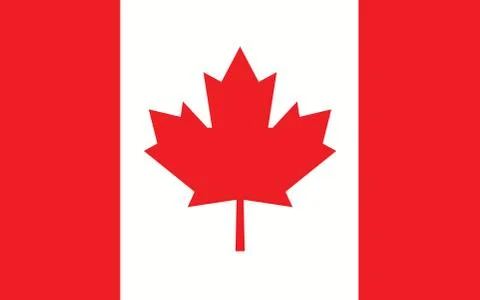 Canada flag vector graphic. Rectangle Canadian flag illustration. Canada coun Stock Illustration