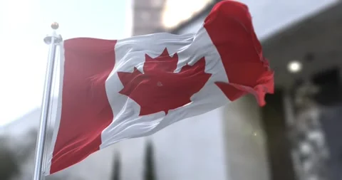 Canada-flag-waving-4k-60fps Stock Footage 330548053