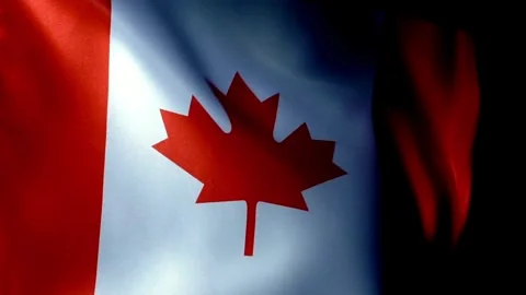 Canada flag waving against black background Video stock 334874015