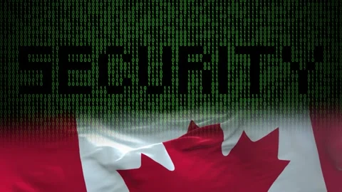 Canada flag - Waving flag on matrix binary code background Stock Footage 321422175