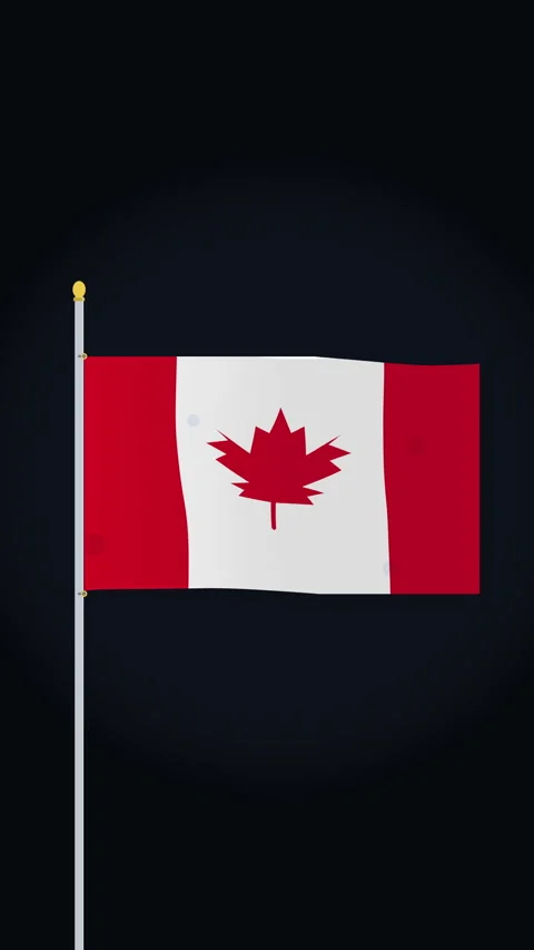 Canada flag waving on flagpole animation... | Stock Video | Pond5