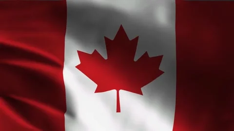 Canada Flag Waving with Maple Leaf Symbol Stock-Footage 300938222