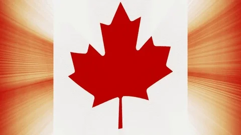 Canada flag waving seamless loop with sun light rays new quality unique animated Stock Footage 80220359