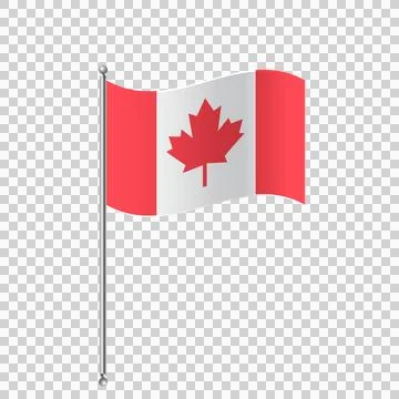 Canada flag waving on silver flagpole on background png. Stock Illustration