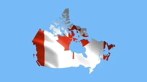 Canada flag waving in wind and zoom to reveal animation Stock Footage 322613144
