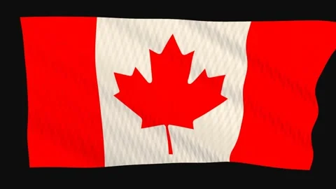 Canada flag waving in the wind on a black background Stockbeeldmateriaal 343208473