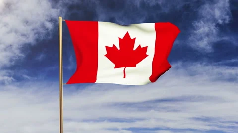 Canada flag waving in the wind. Green screen, alpha matte. Loopable Stock Footage 47593662