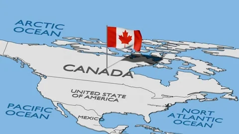 Canada Flag Waving with The World Map – National Flag and Global Geography Video stock 345952853