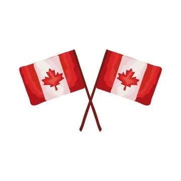 Canada flags crossed flat style Stock Illustration