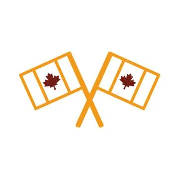 Canada flags crossed line style Stock Illustration