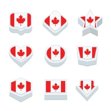 Canada flags icons and button set nine styles Stock Illustration