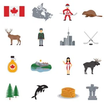 Canada Flat Icons Set Stock Illustration