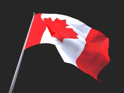 Canada flying flag isolate on black background. Stock Illustration