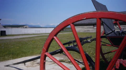 Canada, Fort Steele, Red Wagon Wheel Detail Stock Footage 22704924