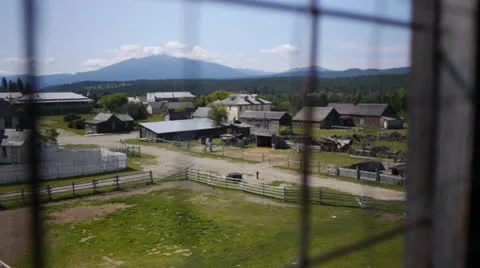 Canada, Fort Steele through Window, Panning Stock Footage 22696167