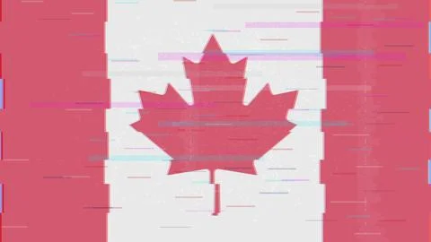 Canada Glitch Flag Vector - RGB Split Digital Video Frame Design Stock Illustration