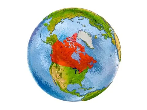 Canada on globe isolated Stock Illustration