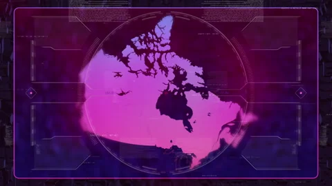 Canada GPS Digital HUD UI Map Stock Footage 258916743