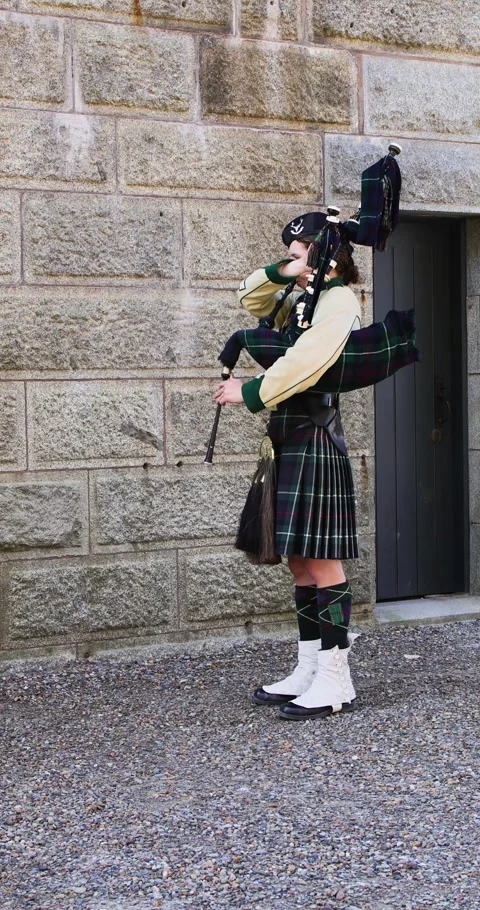 Canada Halifax, 1st September 2025: Portrait vertical footage of a bagpiper.. Stock Footage 336750060