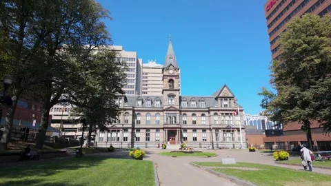 Canada Halifax, 1st September 2025: Slow motion footage of Halifax City Hal.. Stock Footage 337778443