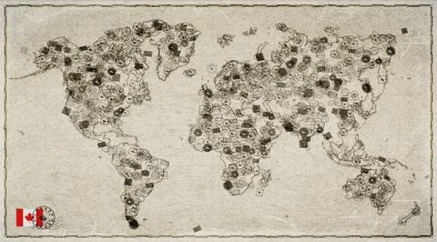 Canada Halifax Stamp World Map Illustrazione stock