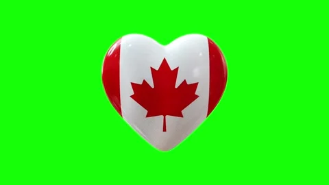 Canada heart flag pop-up animation on green screen Stock Footage 314370596